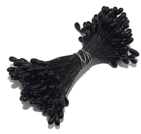 Artificial Flower Stamen Double Head Eco Friendly Wedding Floral Craft - 3mm - Black