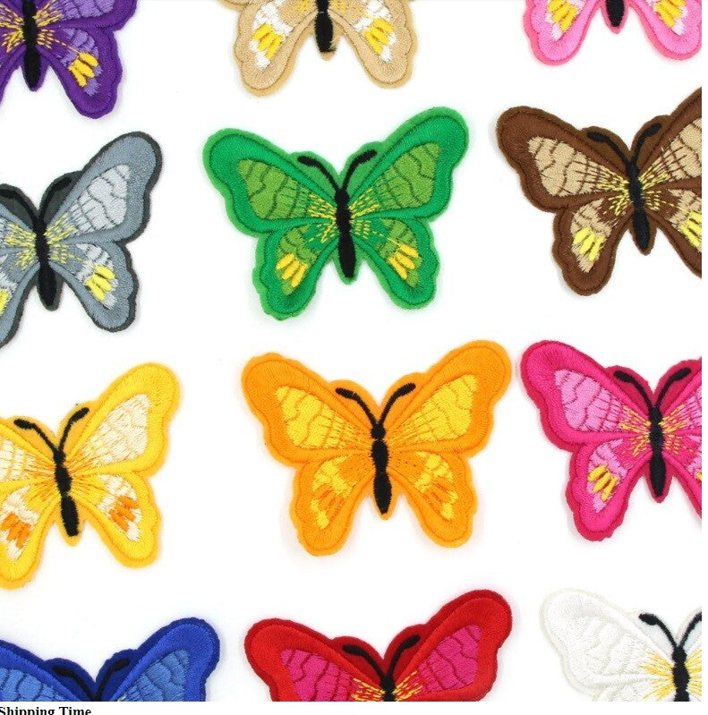 Butterfly Patch Embroidered Butterflies Iron on Sew on Patches Customise 51x67mm