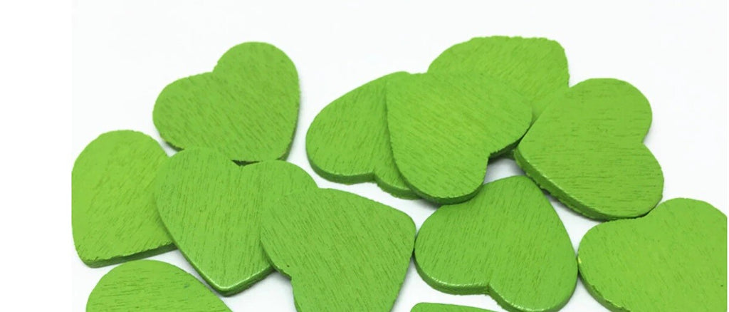Coloured Wooden Heart Embellishments Craft Wedding Card Making Scatter 18mm