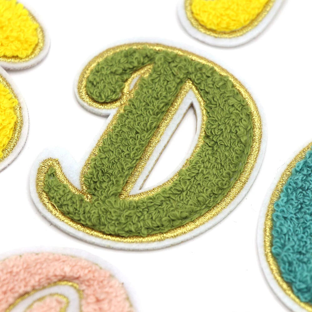 5 Colours Chenille Patch Letter Patches Iron on Sew on Alphabet Embroidery