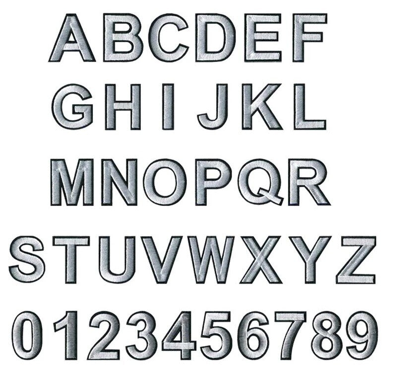 Alphabet Numbers White Letter Patch Iron or Sew on Embroidery Customise 4.5cm