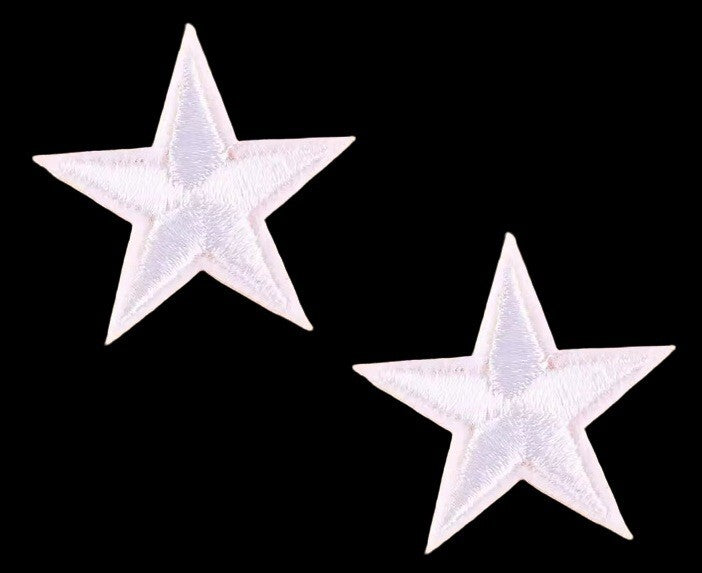 2 White STAR Patches Iron On Sew On Stars Patch Embroidered Applique Badges