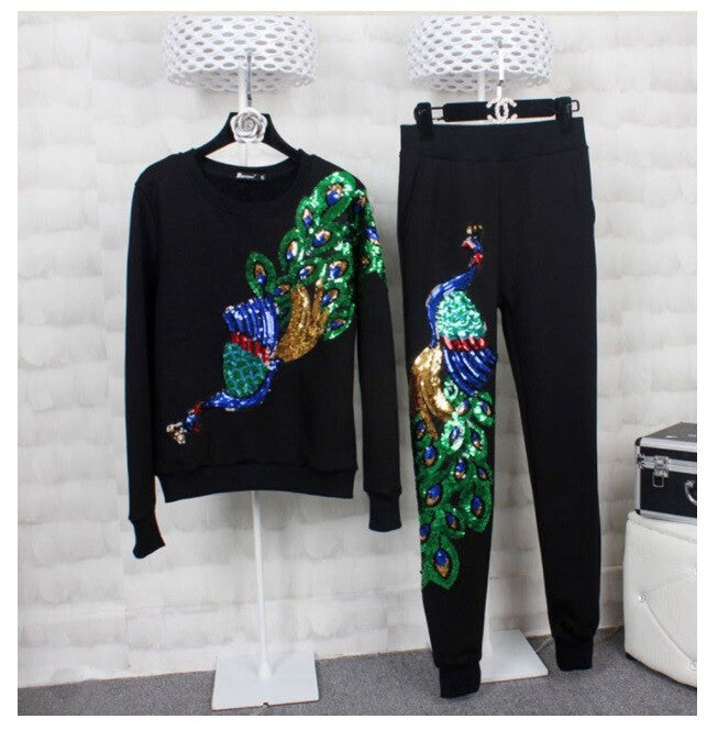 Large Sequins Peacock Sew on Applique Patch Motif Sparkly Customise Fashion