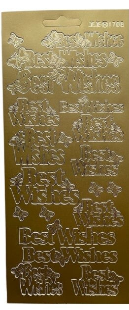 Self Adhesive Best Wishes Gold or Silver Greeting Stickers Peel Off Sticker - Best Wishes - Gold