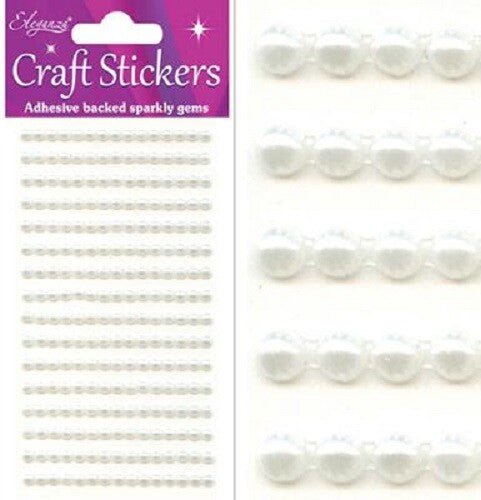 3D Stickers Pearl Dots Sparkly Glitter Gem Card Craft Wedding Self Adhesive - 4mm Ivory (240 gems)