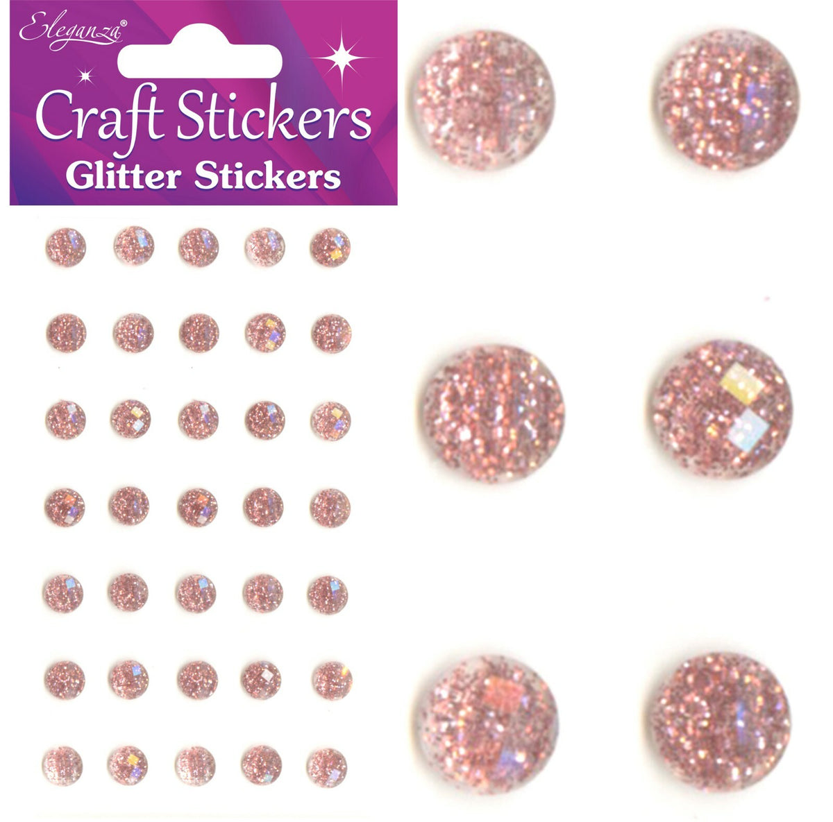 3D Stickers Craft Pearl Dots Sparkly Glitter Gem Craft Card Making Self Adhesive - 8mm - Rose Gold