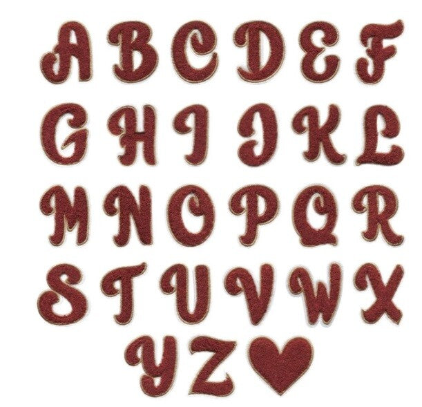 Red & Gold Chenille Patch Letter Patches Iron on Sew on Alphabet Embroidery