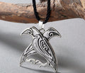 Antique Silver Hugin Munin Odin's Raven Viking Norse Necklace & Gift Bag #2