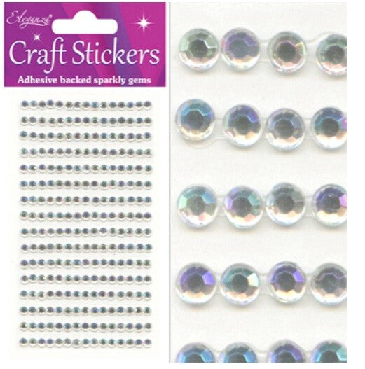 3D Stickers Craft Pearl Dots Sparkly Glitter Gem Craft Card Craft Self Adhesive - 4mm Iridescent AB (240 gems)