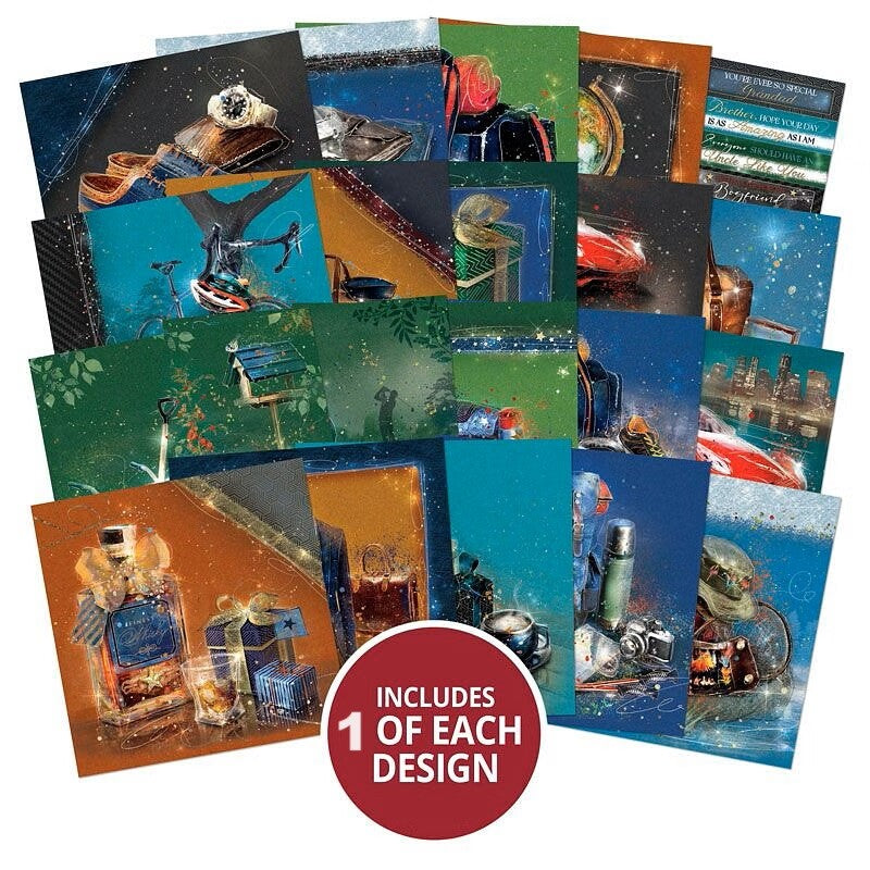 Hunkydory Little Books 20/24/25 Pack - Christmas Birthday Card Making Scrapbook - Here's to Him
