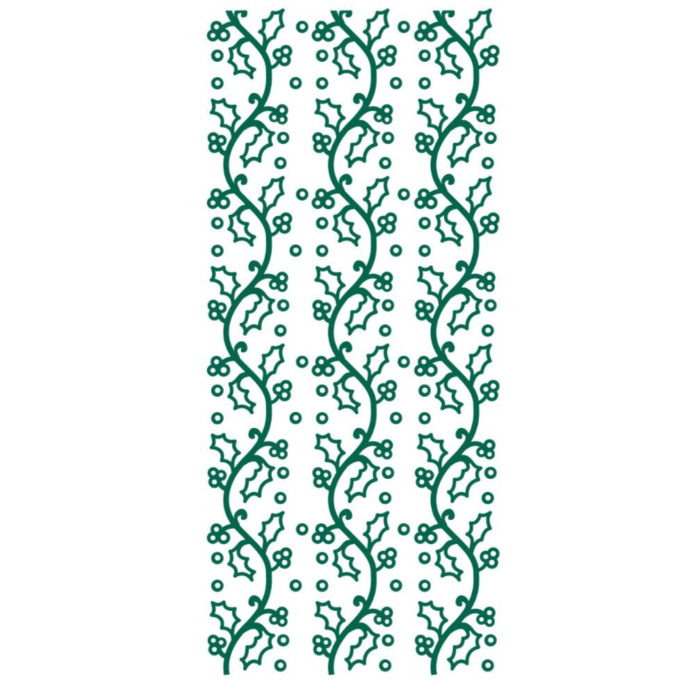 Holly Merry Christmas Mirror Shine Peel Off Sticker Card Making Craft Stickers - Green