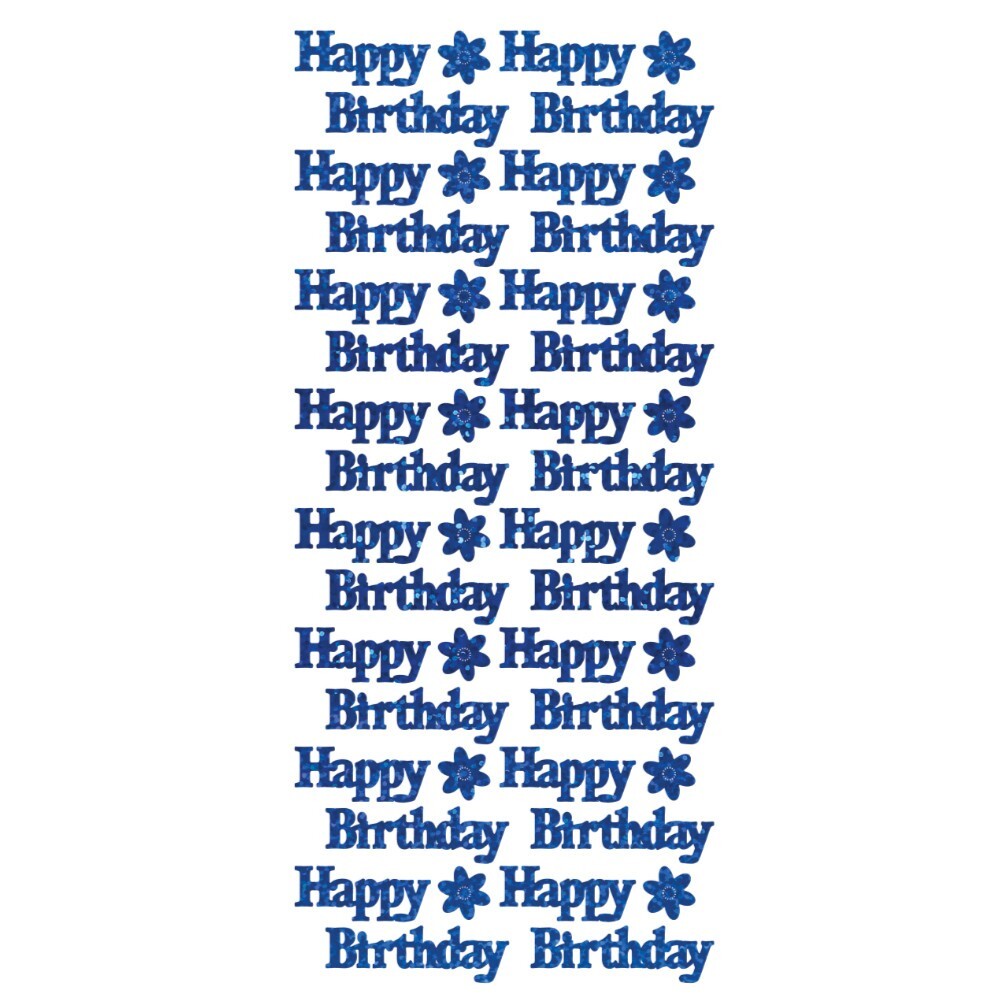 Happy Birthday Diamond Sparkle Peel Off Sticker Card Making Craft Stickers - Blue