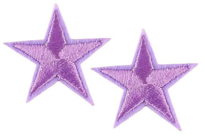 2 Lilac Purple Star Patches Iron On Sew On Stars Patch Embroidered Applique