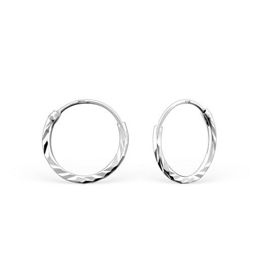 925 Sterling Silver & Gold Hoop Earrings Bali Hoops Earrings & Gift Box - Hoops - 12mm