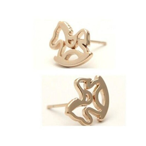 Rocking Horse Pony Kawaii Stud Earrings Openwork & Mini Gift Box