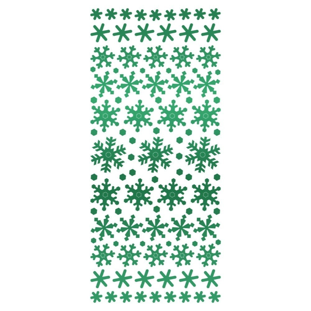 Snowflake Christmas Mirror Shine Peel Off Sticker Card Making Craft Stickers - Green Mirror