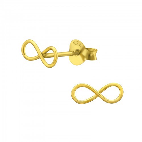 925 Sterling Silver & Gold Infinity Earrings Forever Studs & Mini Gift Box #3