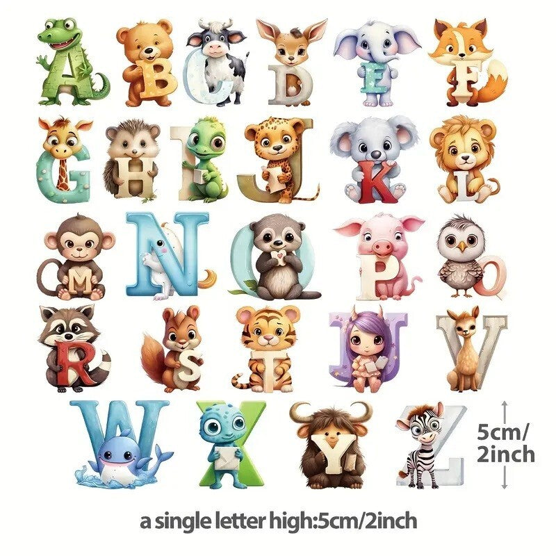 All 26 Letters Alphabet Hotfix Transfer Hot Transfer Patch Animal Design