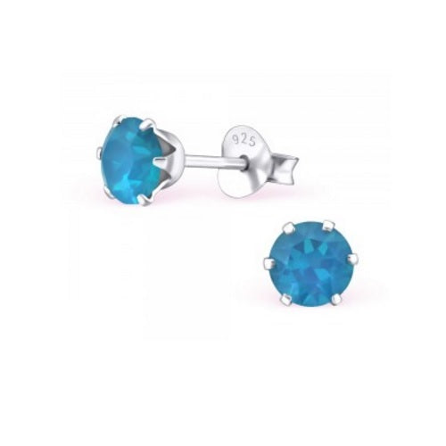 925 Sterling Silver Crystal Studs Earrings Wedding Birthday Christmas - Caribbean Blue Opal