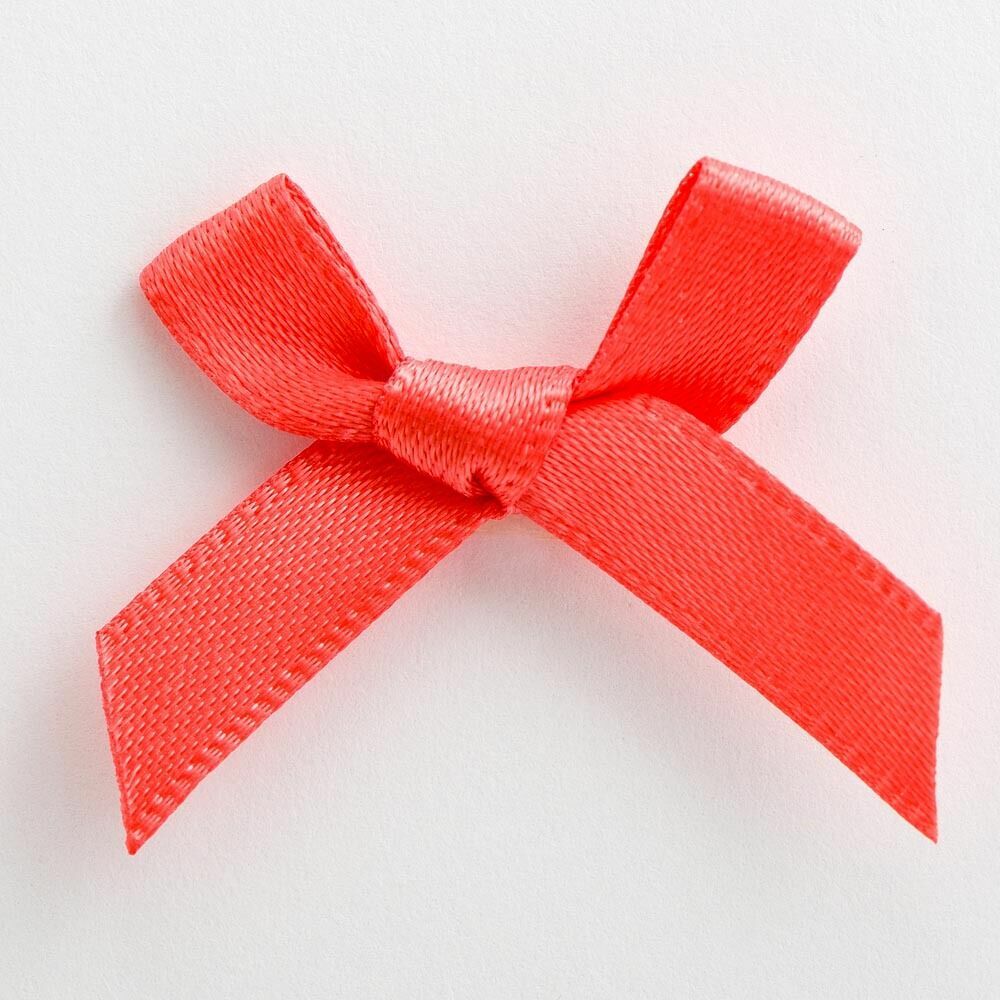3cm Satin Bows 6mm Bow Pre Tied Ribbon Sewing Crafts Wedding Cards Scrapbook - Coral