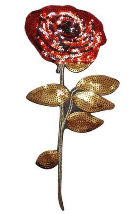 Large Rose Flower Sequin Embroidery Patch Applique Sequins Sew on 33x14.5cm