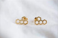 Honeycomb Bee Hive Beehive Stud Earrings Geometric Minimalist Design & Gift Box - Gold