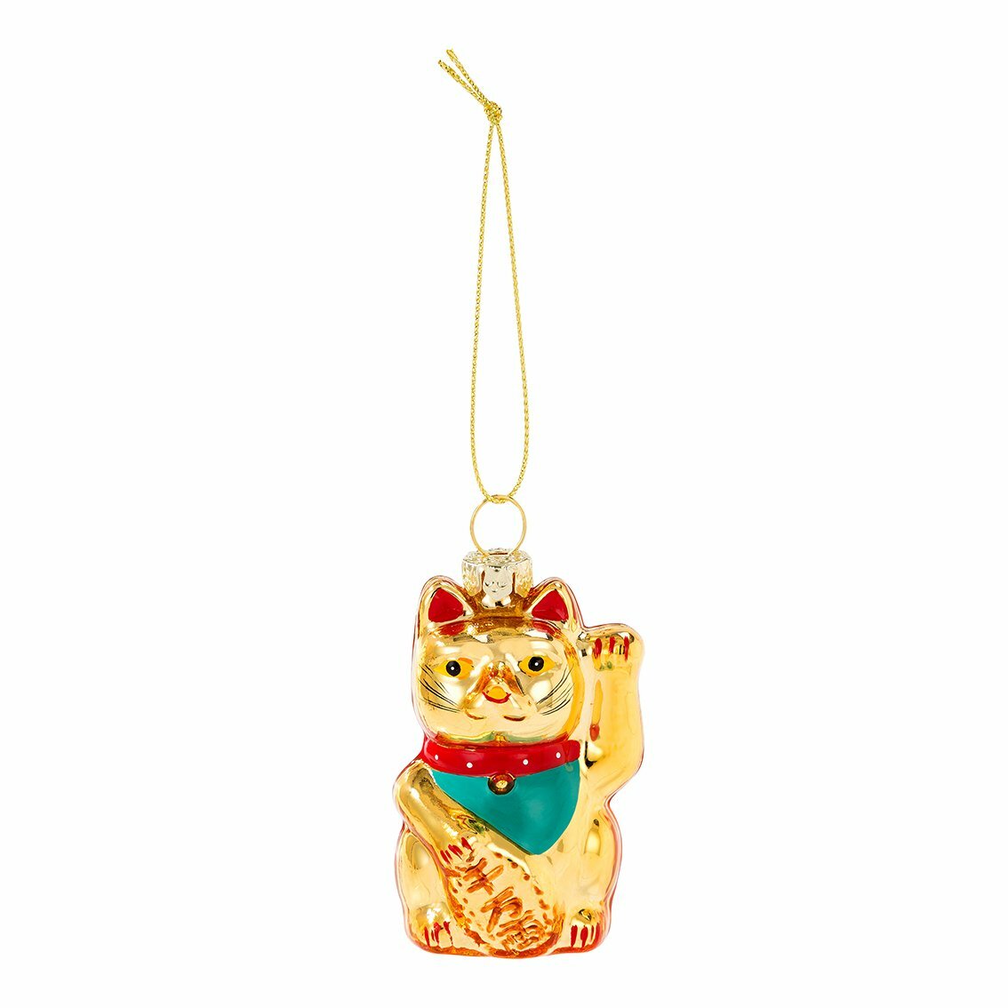 Glass Bauble Nutcracker Chilli Sprout Lucky Cat Christmas Tree Decoration - Lucky Cat Maneki Neko