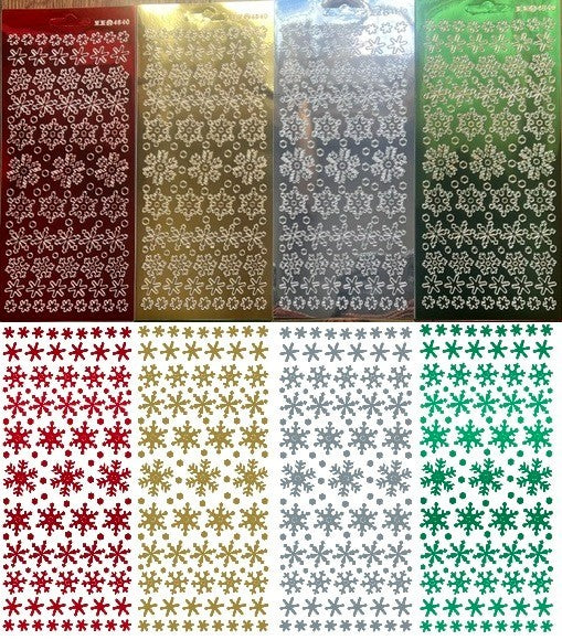 Snowflake Christmas Mirror Shine Peel Off Sticker Card Making Craft Stickers