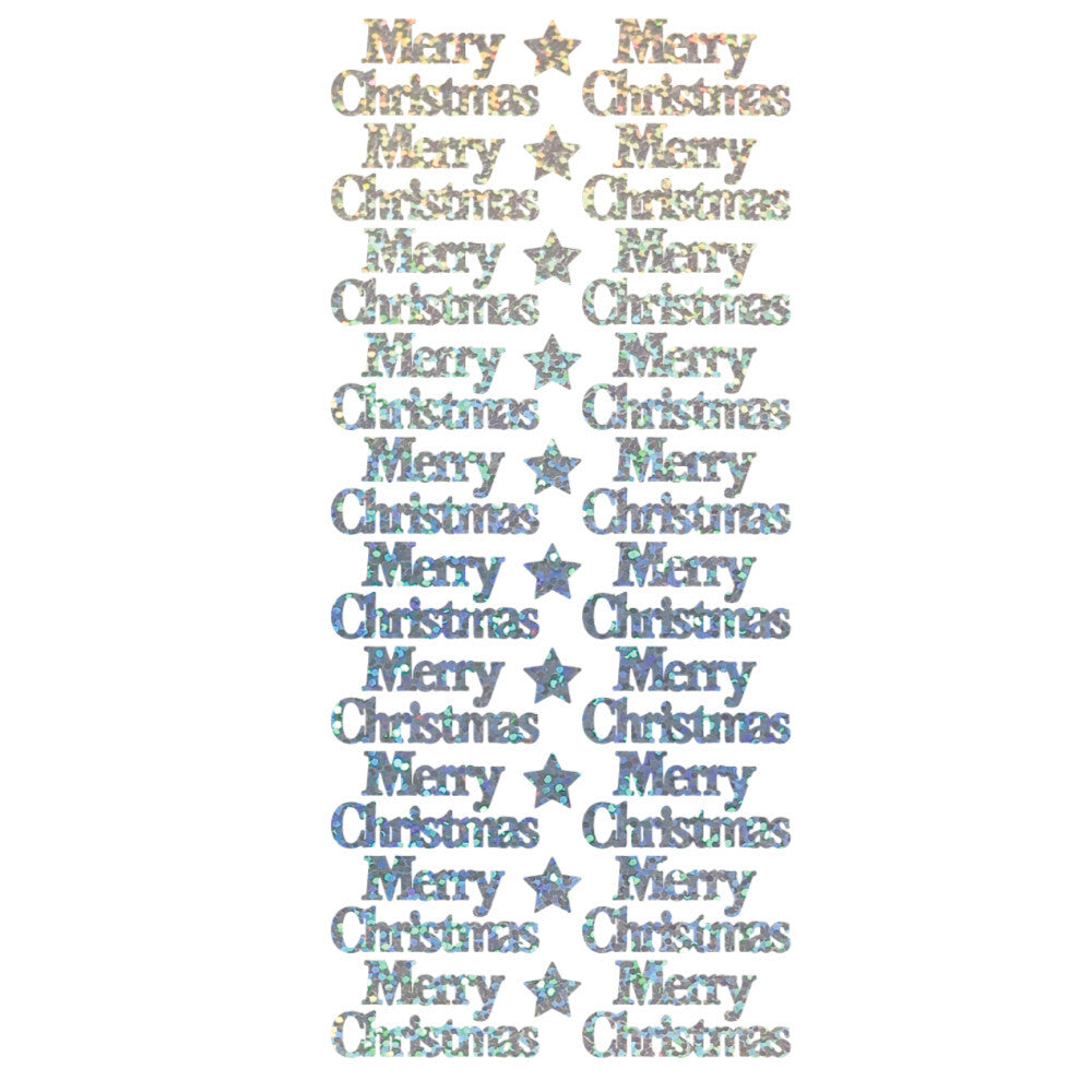 Merry Christmas Peel Off Sticker Sheet for Card Making Craft Scrapbooking Crafts - Silver