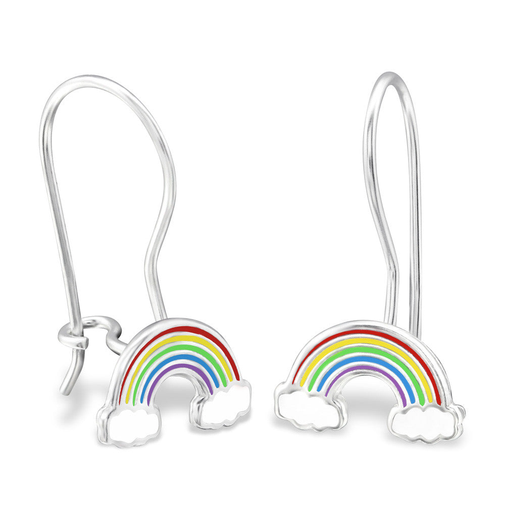 925 Sterling Silver Rainbow & Clouds Unicorn Stud Earrings & Gift Box - Rainbow Hook Design