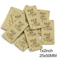 Faux Suede Leather Labels Made with Love Clothing Tag Label Tags 25x50mm - Design 1