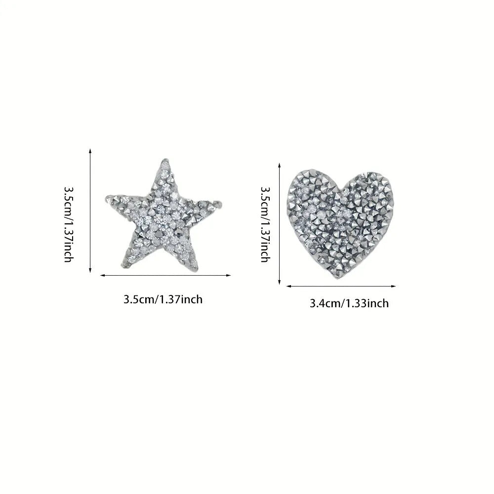 Rhinestone Sparkle Star Heart Patch Iron on Alphabet Stars Hearts Glitter