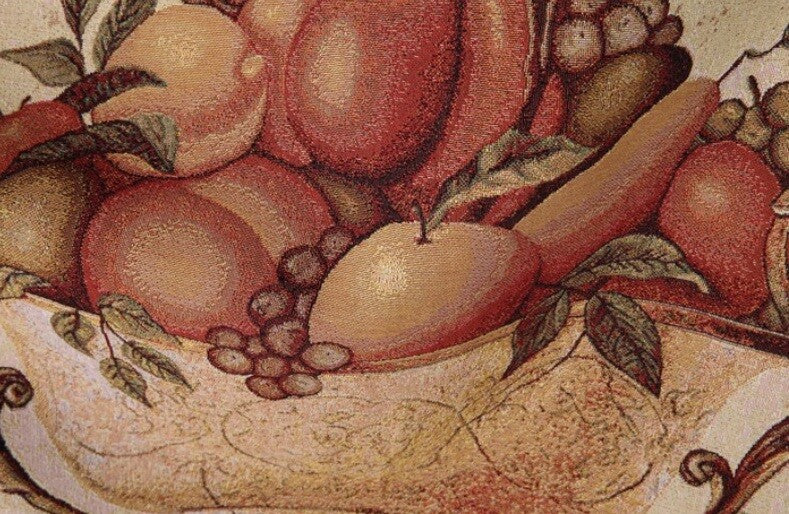 Aubusson Roman Still Life Cream Fruit Bowl Loom Woven Tapestry 138x88cm