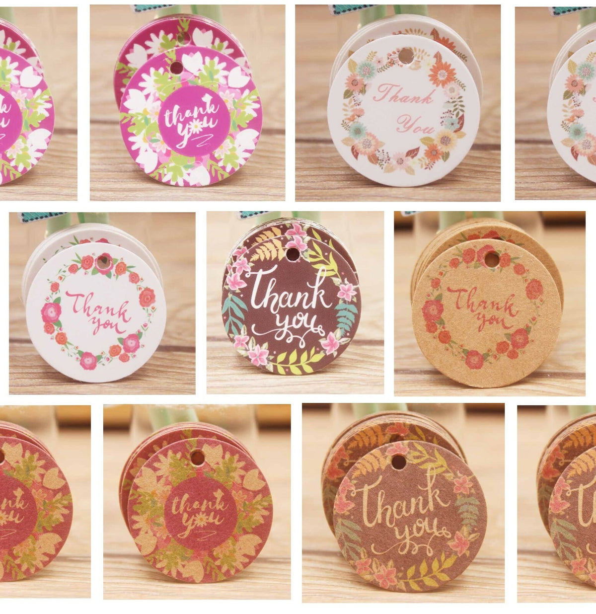 Round Tags Thank You Tag Floral Craft Gift Food Jewellery Handmade Gifts 3cm