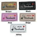 Fabric Labels 'Hand Made With Love' Sew On Woven Garment Label Tags 50x25mm - Beige