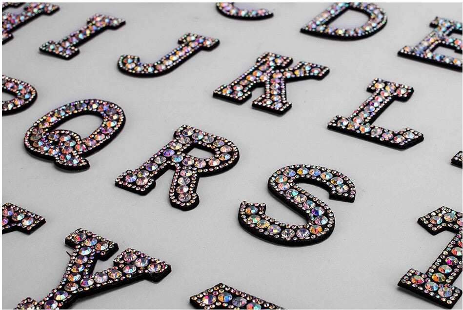 4.5cm AB Rhinestone Letter Patch Patches Glue or Sew on Alphabet Crystal