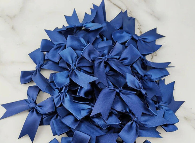 8.5cm Satin Bows 25mm Pre Tied Ribbon Sewing Crafts Wedding Cards Scrapbook