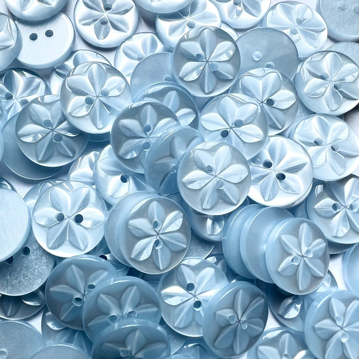 Star Buttons Round Star Pattern Baby Button - 11 Colours - 11.5mm, 14mm, 16mm - Light Blue