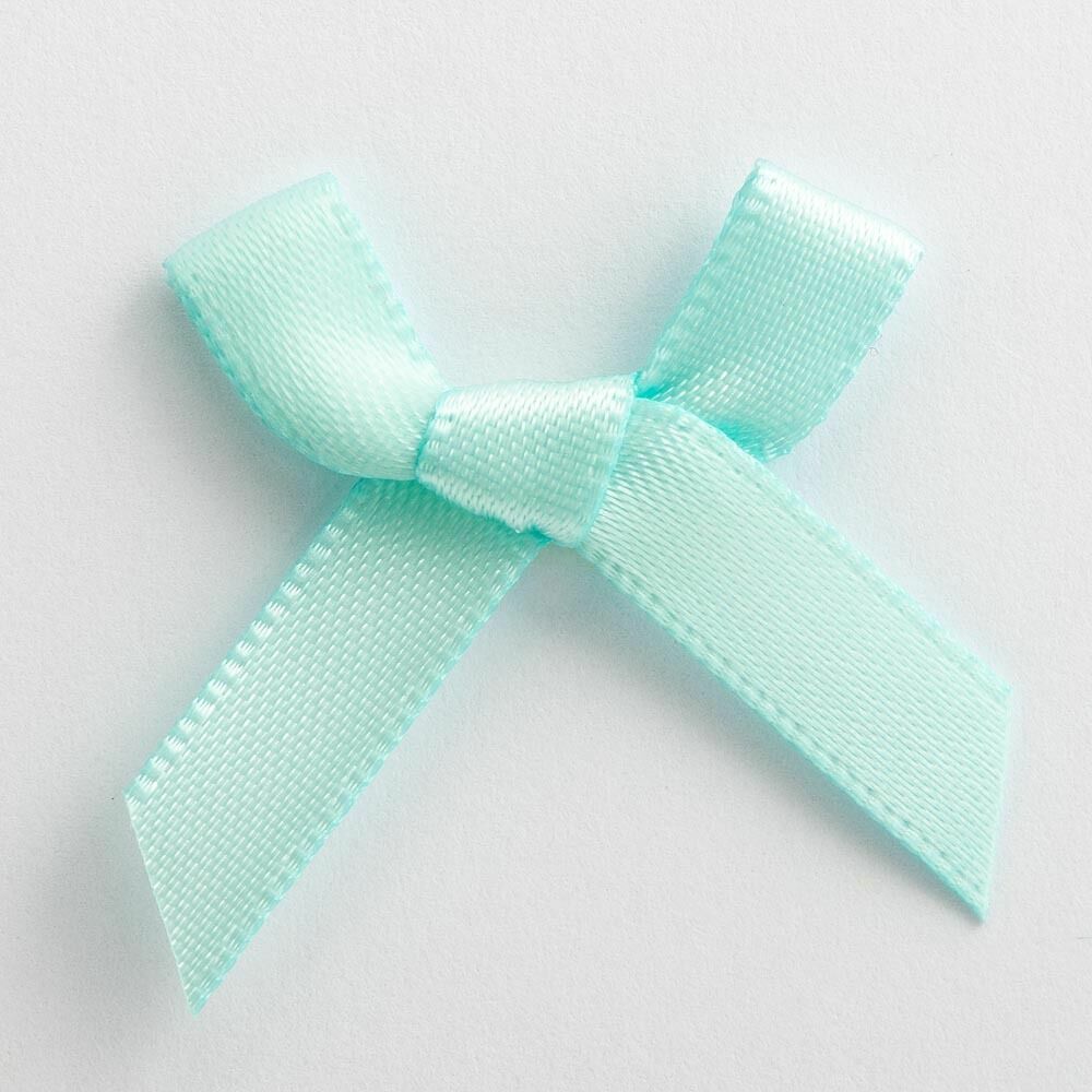 3cm Satin Bows 6mm Bow Pre Tied Ribbon Sewing Crafts Wedding Cards Scrapbook - Duck Egg