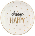 Choose Happy Ceramic Trinket Dish Metallic Monochrome Gift