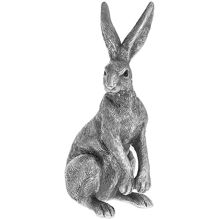 Bronze or Silver Hare Rabbit Wildlife Animal Ornament Gift Leonardo Reflections - Silver Hare Sitting Small