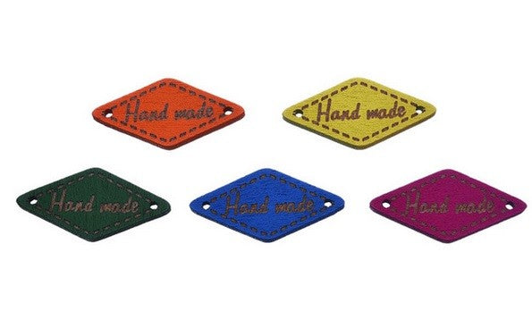 Handmade Wooden Tag Buttons Mixed Designs Craft Gift Tags Scrapbook 10/25/50/100 - Mixed Multi Diamond