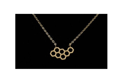 Geometric Honeycomb Beehive Delicate Necklace Rose Gold Silver Pendant Unique - Gold