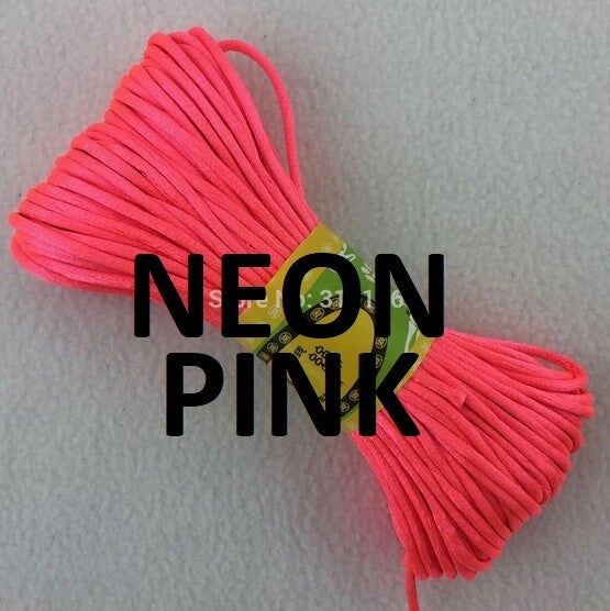 Cord Silky Satin Kumihimo Braiding Rattail Macrame 2mm Thick 5/10/20 Meter - Neon Pink