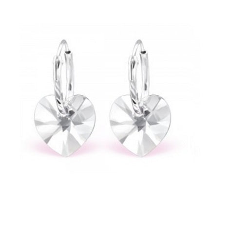 925 Sterling Silver Crystal Hoop Heart Earrings Choice of Colours - Crystal