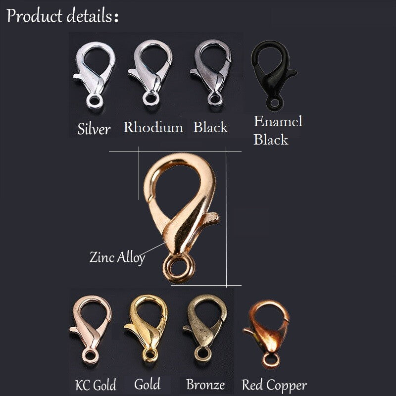 Lobster Clasp Clip Hook Jewellery Finding Making Craft - Various Sizes & Colours