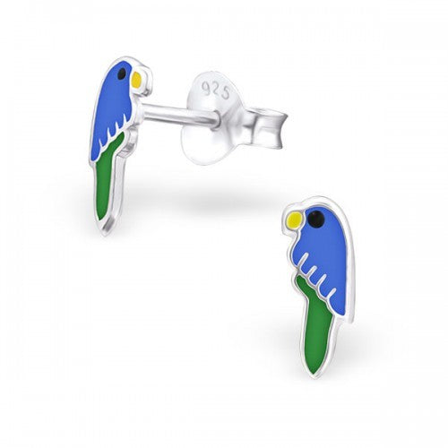 925 Sterling Silver Colourful Parrot Bird Stud Earrings 3x8mm & Gift Box #8