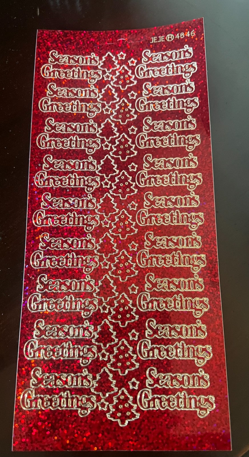Diamond Sparkle Seasons Greetings Christmas Peel Off Sticker Craft Stickers - Red