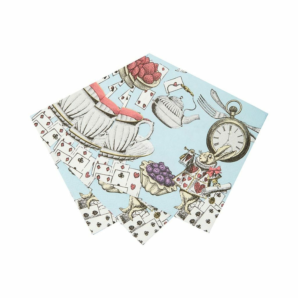 Paper Napkins Party Table Decorations Set Tropical Bunny Alice in Wonderland