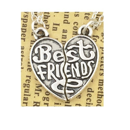 Best Friends Heart Charm Pendant Necklaces & Free Gift Bags - Many Designs - Silver Design 1